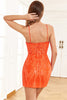 Indlæs billede til gallerivisning Glitrende orange pailletter stram hjemkomstkjole