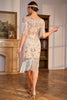 Indlæs billede til gallerivisning Pailletter champagnebrølende 20&#39;erne Great Gatsby frynsede flapper kjole med ærme