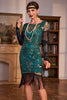 Indlæs billede til gallerivisning Pailletter champagnebrølende 20&#39;erne Great Gatsby frynsede flapper kjole med ærme