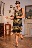 Golden Fringes Flapper Great Gatsby kjole med pailletter