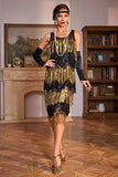 Golden Fringes Flapper Great Gatsby kjole med pailletter