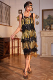 Golden Fringes Flapper Great Gatsby kjole med pailletter