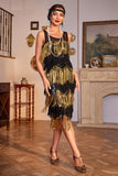 Golden Fringes Flapper Great Gatsby kjole med pailletter