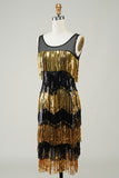 Golden Fringes Flapper Dress med pailletter