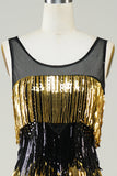 Golden Fringes Flapper Dress med pailletter