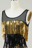 Golden Fringes Flapper Dress med pailletter