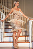 Indlæs billede til gallerivisning Spaghetti stropper champagne frynsede brølende 20&#39;erne stor gatsby kjole