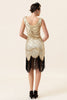 Indlæs billede til gallerivisning Champagnepailletter frynser 1920&#39;erne Flapper kjole med 20&#39;erne tilbehør sæt