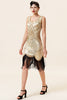 Indlæs billede til gallerivisning Champagnepailletter frynser 1920&#39;erne Flapper kjole med 20&#39;erne tilbehør sæt