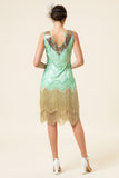 Mint Green Sequined Fringes 1920'erne Gatsby Flapper Kjole med 20'erne tilbehør sæt