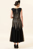 Indlæs billede til gallerivisning Sort pailletter tyl flapper kjole med tilbehør fra 1920&#39;erne