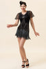 Indlæs billede til gallerivisning Sort perlefrynser Flapper kjole med tilbehør fra 1920&#39;erne