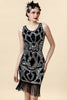 Indlæs billede til gallerivisning Sølvfrynsede Gatsby-kjole med tilbehørssæt fra 1920&#39;erne