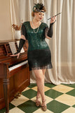 Grøn Plus Size 1920'erne Gatsby kjole med 20'er Acessories Set