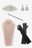 Sorte gyldne pailletter Plus Size 1920'erne Gatsby kjole med 20'er Acessories Set