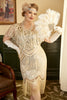 Indlæs billede til gallerivisning Abrikos Plus Size 1920&#39;erne Gatsby kjole med 20&#39;er Acessories Set