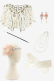 Abrikos Plus Size 1920'erne Gatsby kjole med 20'er Acessories Set