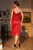 Indlæs billede til gallerivisning Sparkly Red Sequined 1920&#39;erne Flapper Dress med 20&#39;er tilbehør