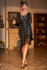 Indlæs billede til gallerivisning Glitrende sorte pailletter Flapper kjole fra 1920&#39;erne med tilbehør fra 20&#39;erne