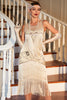 Indlæs billede til gallerivisning Champagne frynsede 1920&#39;erne Gatsby kjole med tilbehør sæt