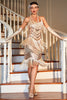 Indlæs billede til gallerivisning Champagne Sequined Fringed 1920&#39;erne Gatsby kjole med tilbehør sæt