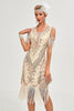 Indlæs billede til gallerivisning Glitter Champagne kold skulder Pailletter frynser 1920&#39;erne Gatsby kjole med tilbehør sæt