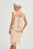 Indlæs billede til gallerivisning Glitter champagnepailletter frynsede 1920&#39;erne Gatsby kjole med tilbehør sæt