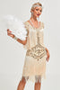 Indlæs billede til gallerivisning Glitter champagnepailletter frynsede 1920&#39;erne Gatsby kjole med tilbehør sæt