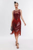 Indlæs billede til gallerivisning Frynser rød glitrende kjole fra 1920&#39;erne med tilbehørssæt