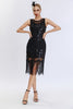 Indlæs billede til gallerivisning Glitrende sort Gatsby-kjole fra 1920&#39;erne med tilbehør fra 20&#39;erne