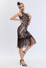 Indlæs billede til gallerivisning Glitrende sort rødme frynsede Gatsby-kjole fra 1920&#39;erne med tilbehør fra 20&#39;erne