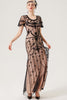 Indlæs billede til gallerivisning Sort Blush pailletter Lang kjole fra 1920&#39;erne med tilbehør fra 20&#39;erne