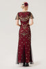 Indlæs billede til gallerivisning Bourgogne pailletter lang kjole fra 1920&#39;erne med tilbehør fra 20&#39;erne