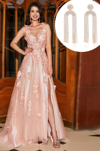 Blush Appliques A Line Spaghetti Straps Prom Dress med tilbehør