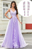 Indlæs billede til gallerivisning Lilac A Line Appliques Long Prom Dress med tilbehør