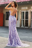Indlæs billede til gallerivisning Beading Lilac Sparkly Mermaid Long Prom Dress med tilbehør