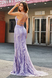 Beading Lilac Sparkly Mermaid Long Prom Dress med tilbehør