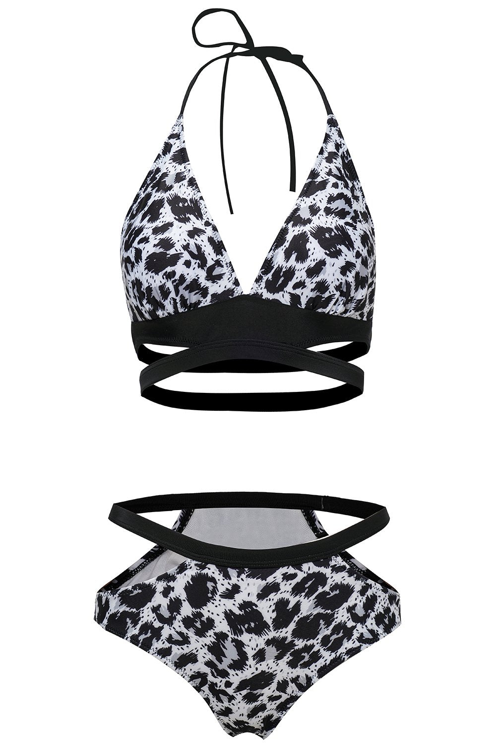 Hvid leopard push up bikini