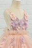 Indlæs billede til gallerivisning Pink tyl spaghetti stropper blomst pige kjole