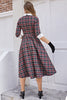 Indlæs billede til gallerivisning Vintage Sort Plaid Midi Svinge Kjole
