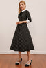 Indlæs billede til gallerivisning Vintage Sort Plaid Midi Svinge Kjole
