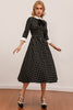 Indlæs billede til gallerivisning Vintage Sort Plaid Midi Svinge Kjole