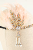 Sort beaded Feather Pearl 1920'erne Flapper Pandebånd