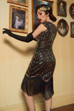 Golden Gatsby Glitter Fringe 1920'ernes Flapper Kjole