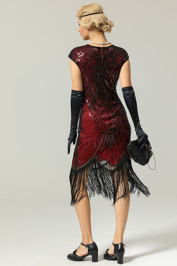 Gatsby Glitter Bordeauxrød kjole fra 1920'erne