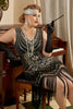 Indlæs billede til gallerivisning Sort 1920&#39;erne Plus Size Beaded Pailletter Flapper Kjole