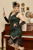 Indlæs billede til gallerivisning Paillet Mørkegrøn Plus Size 1920&#39;erne Flapper Kjole
