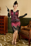 Kvinders Plus Size 1920'er Kjole Paillet Pink Flapper Kjole