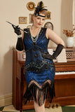 Paillet Royal Blue Plus Size 1920'erne Flapper Kjole