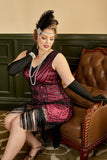 V-Hals Fuchisa Plus Size 1920'er Flapper Kjole